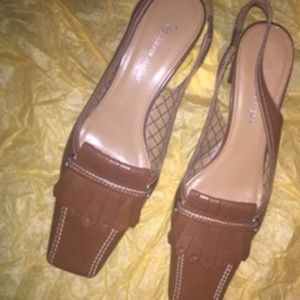 Ladies Brown Slider Heel Shoes Size 7